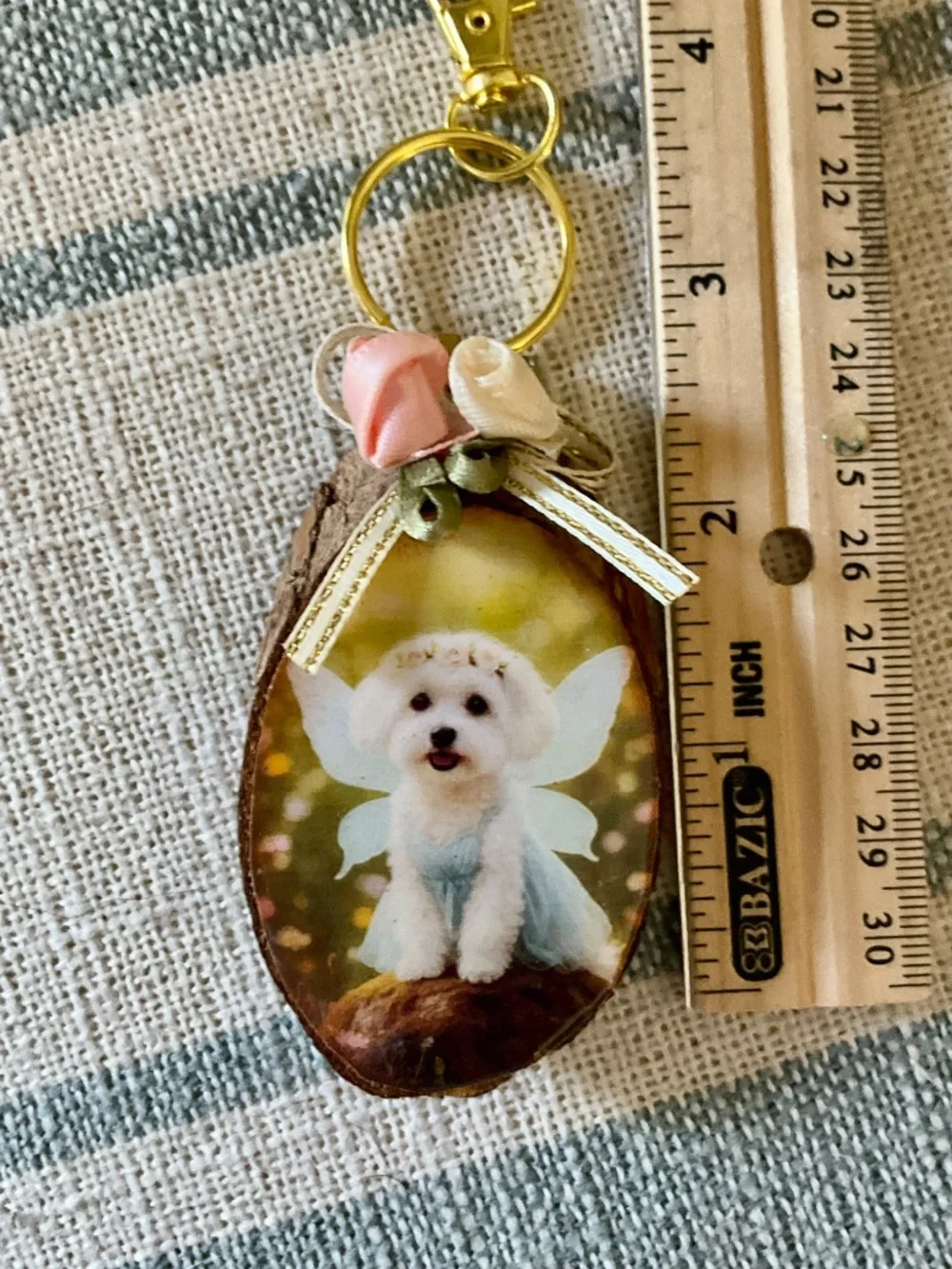 Maltese Terrier Fairy Dog Keyring / Purse Charm Handmade by Sally